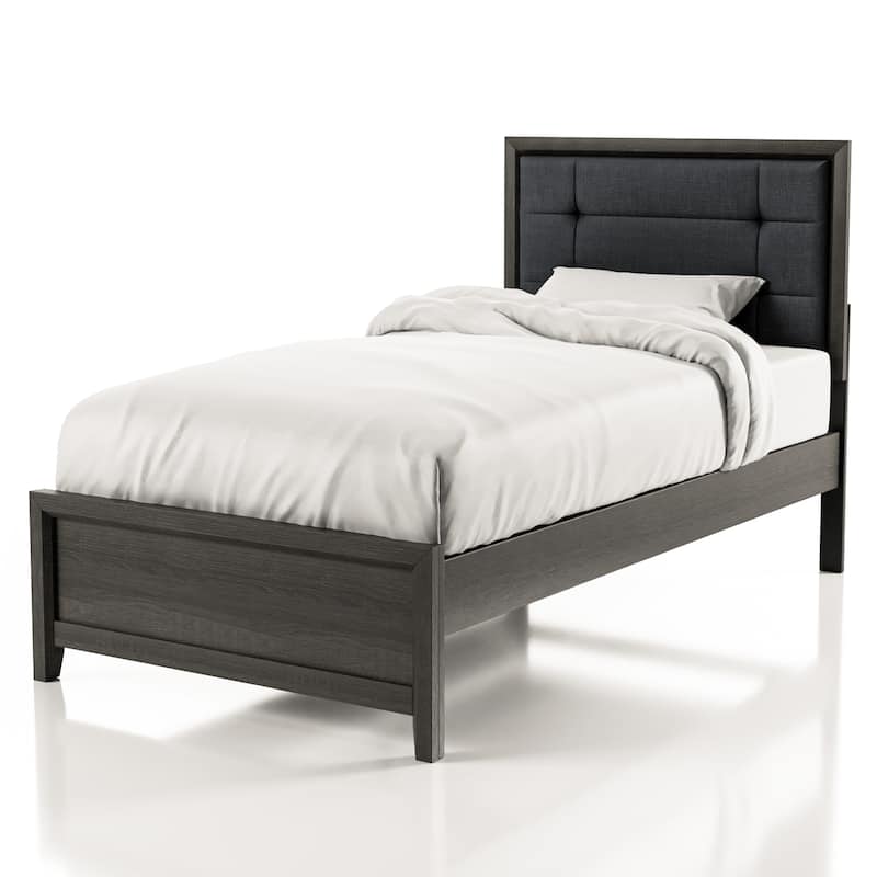 Aury Transitional Grey Wood Tufted 4-Piece Panel Bedroom Set by Furniture of America