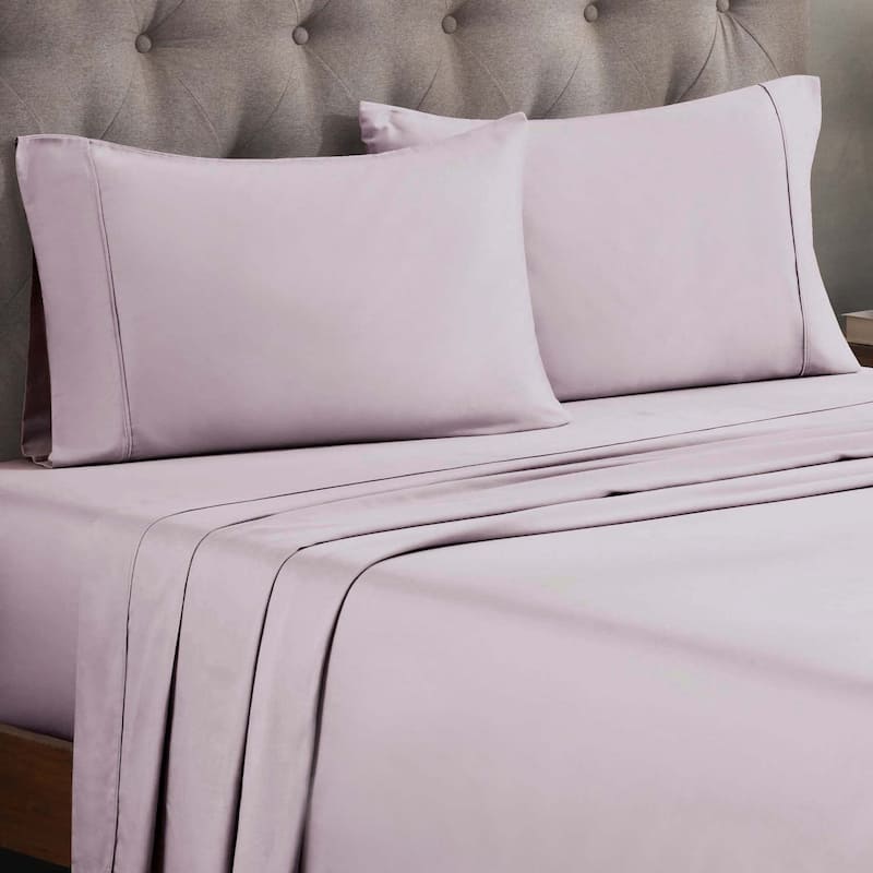 Superior Egyptian Cotton 300 Thread Count Solid Deep Pocket Sheet Set - Split King - Lilac