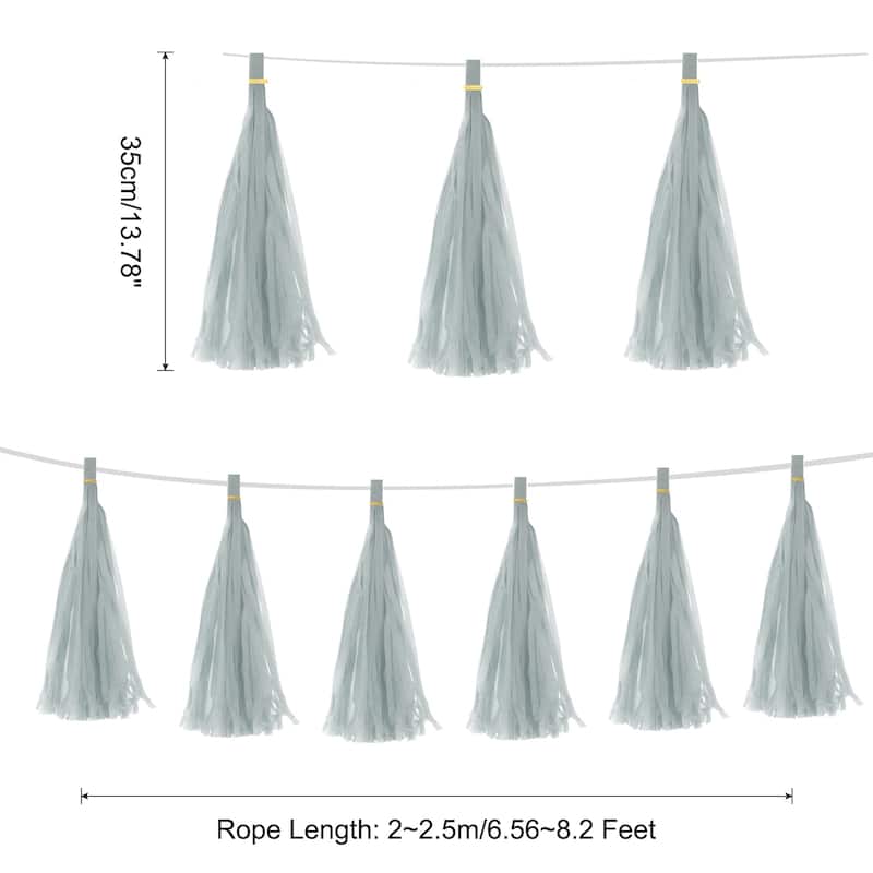 20Pcs Tassel Garland Banner with Rope - Gray