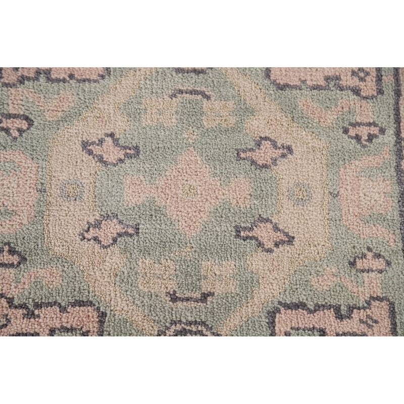 Green Oushak Oriental Runner Rug Handmade Wool Carpet - 2'6"x 10'2"