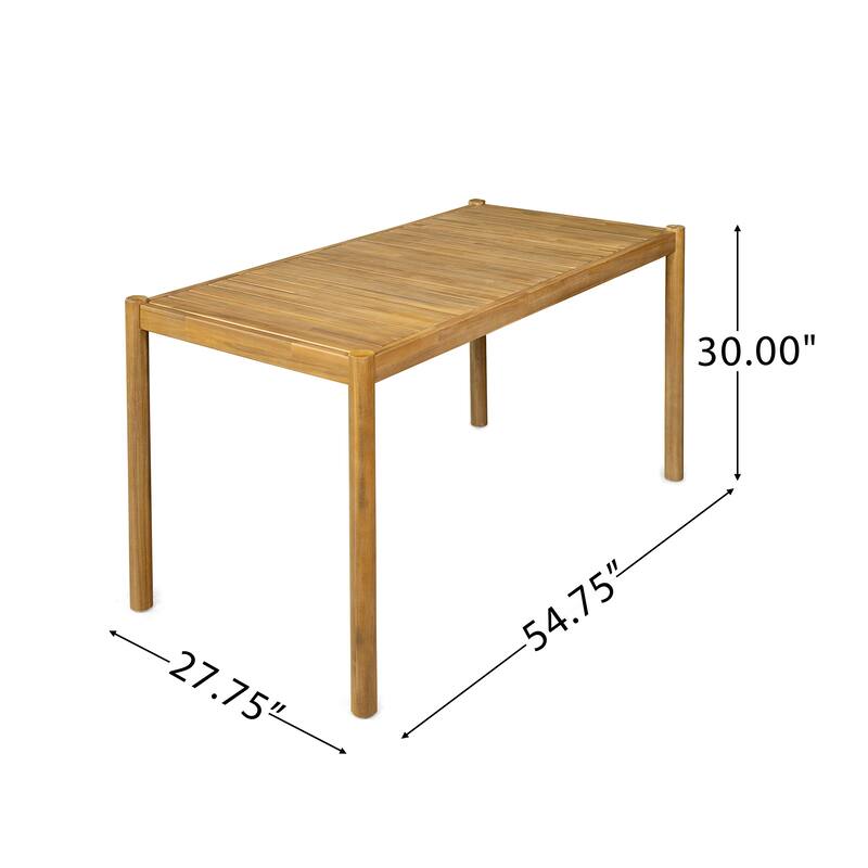 Roomfitters Outdoor Patio Dining Table with Slatted Teak Wood Top, Weather Resistant Finish, Teak