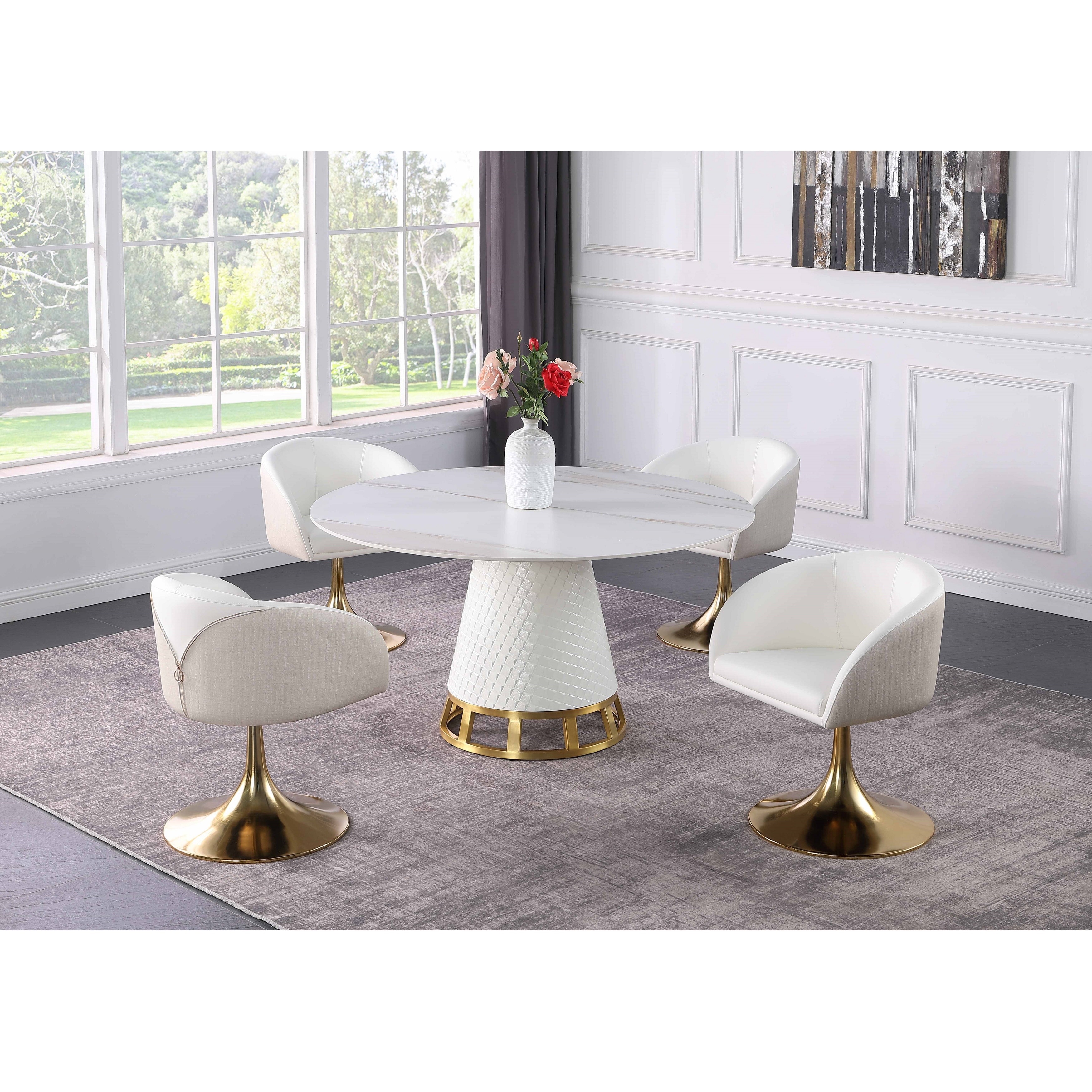 Round dining table with club chairs store