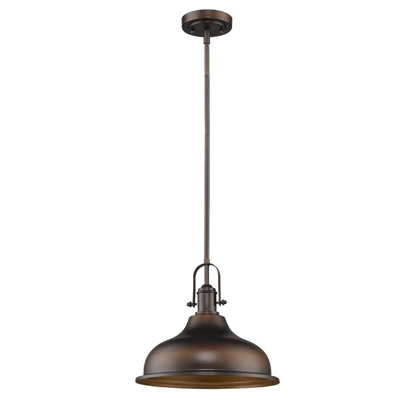 HomeRoots Antique Bronze Hanging Light with Dome Shade - 14.5' X '13' X '14.5