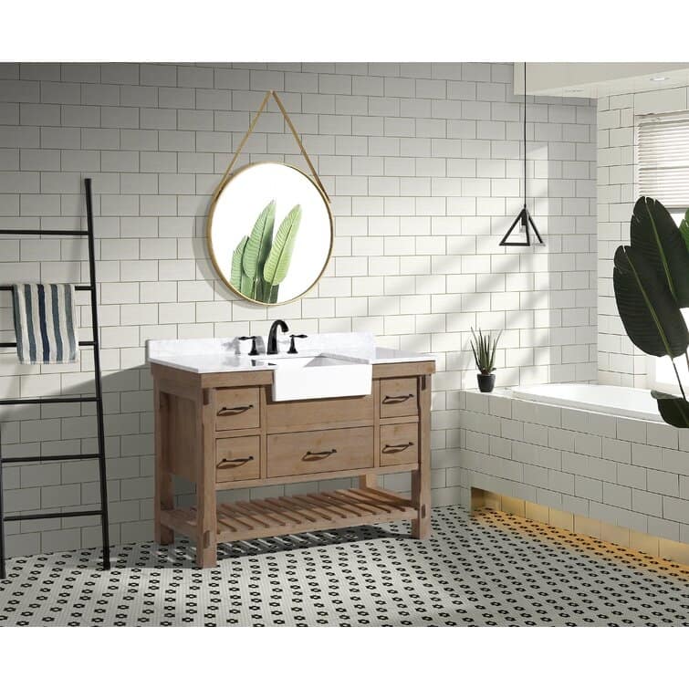 Ari Bath, Marina 48" Bathroom Vanity, Weathered Fir Finish, Farmhouse