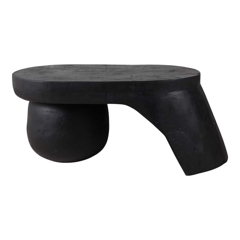 Wood Coffee Table Ball Foot Sculptural Design - 40" Black - 40.5" x 24" x 16.5"
