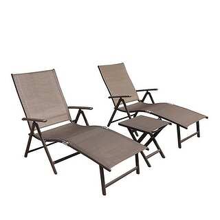 Crestlive Outdoor Aluminum Folding Lounge Chair and Table Set Deals