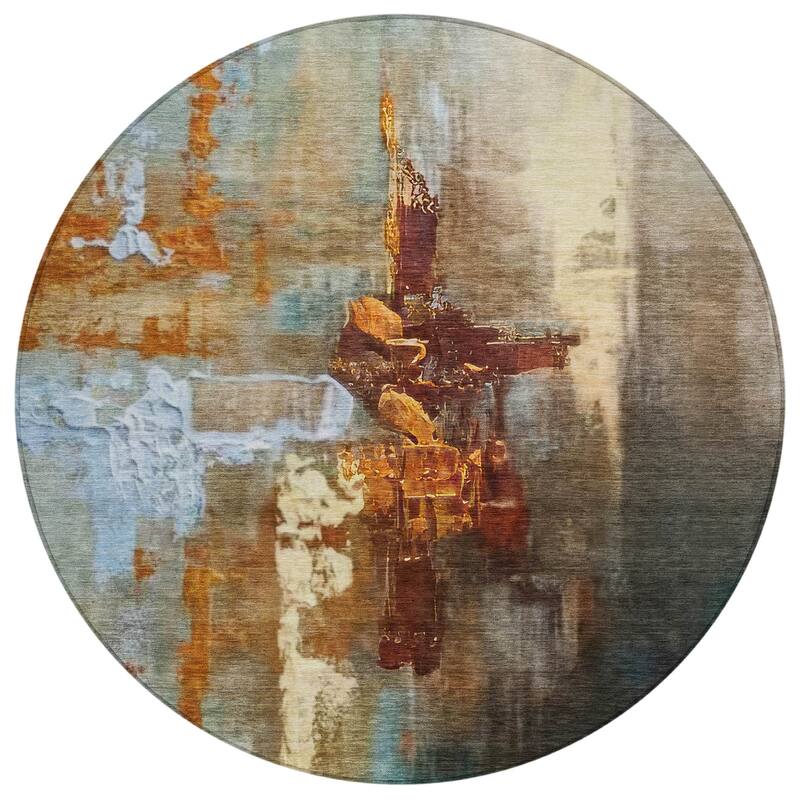 Machine Washable Indoor/Outdoor Modern Painters Touch Chantille Rug