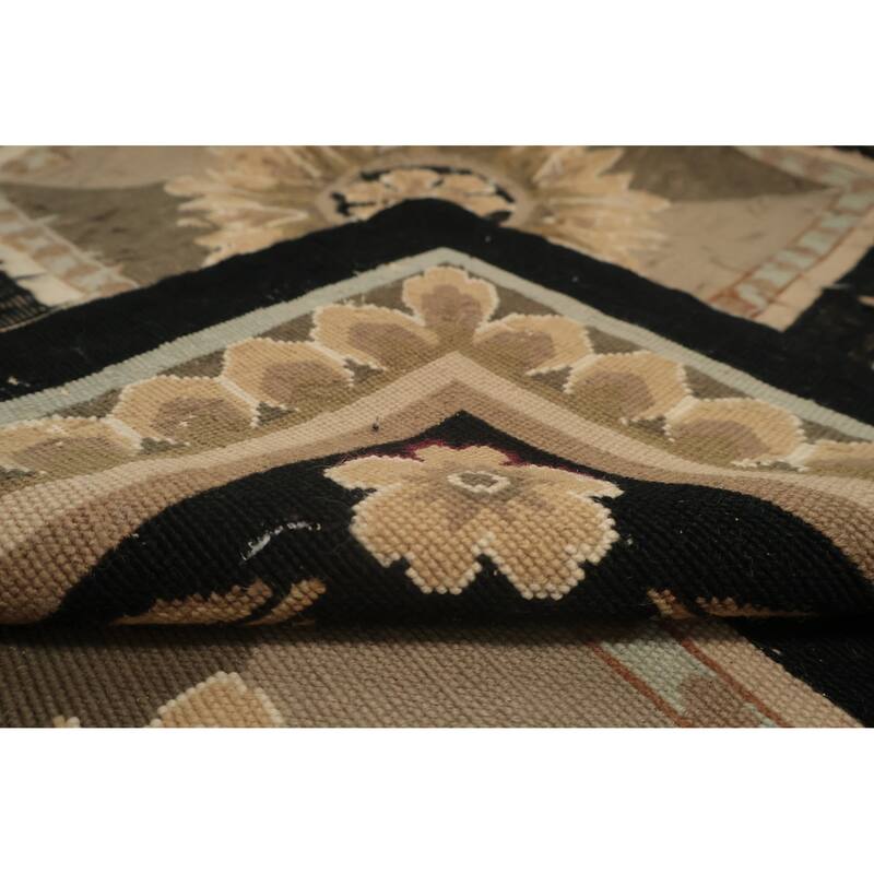 Hand Knotted Oriental 100% Wool Carpet Traditional Floral Brown Tapestries Area Rug - 9' 7'' X 7' 11''