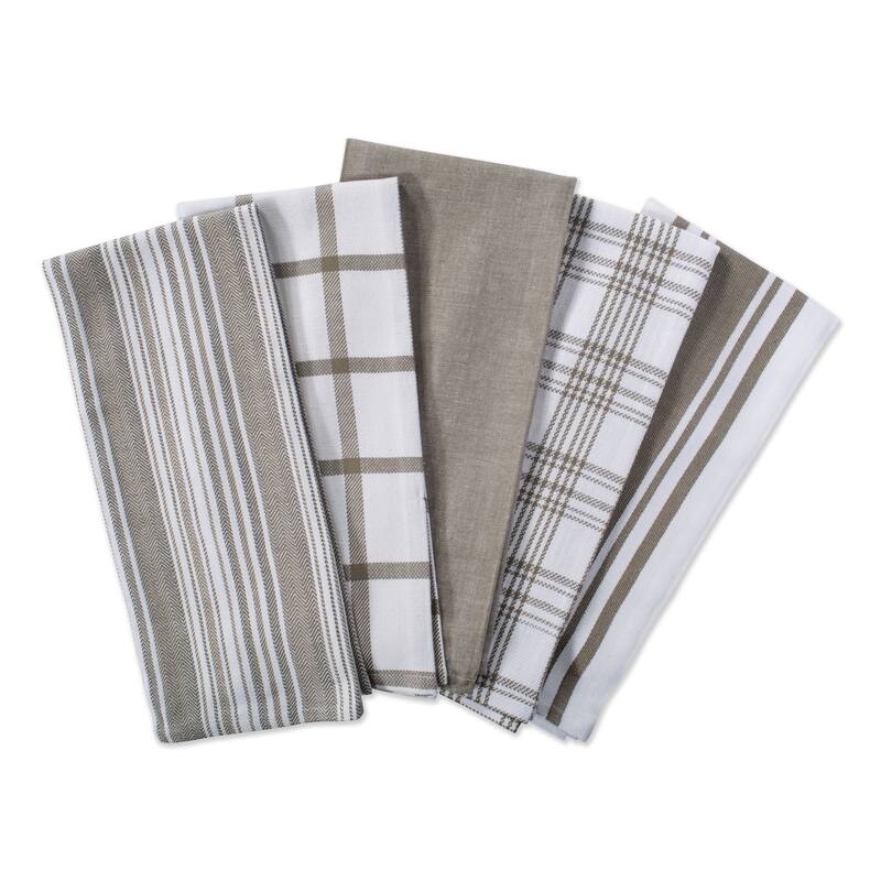 Design Imports Assorted Woven Dishtowel Set of 5 (28 inches long x 18 inches wide)