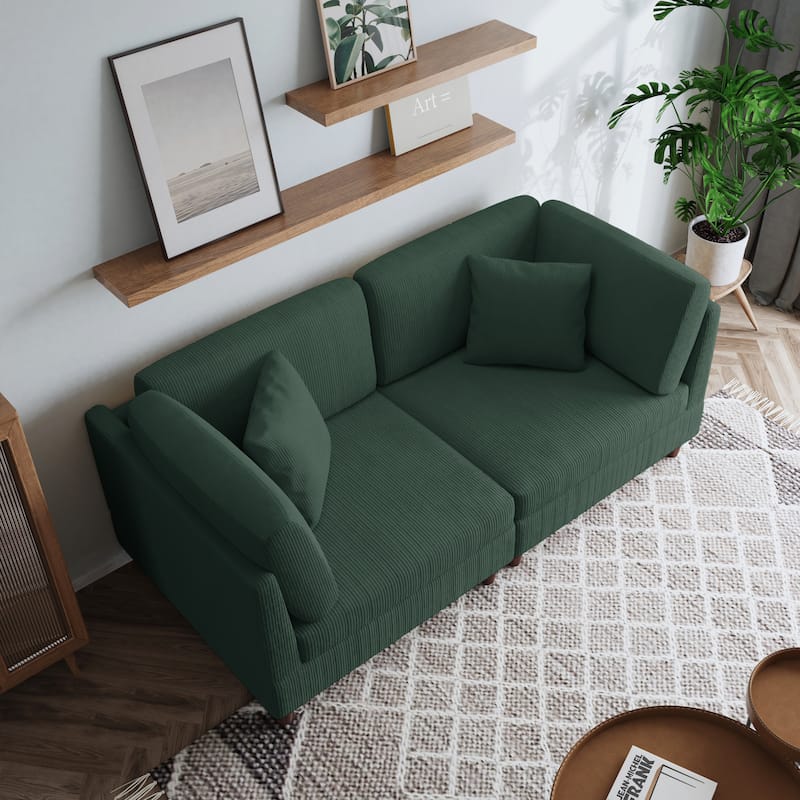2-Piece Corduroy Loveseat Modular Sectional Sofa