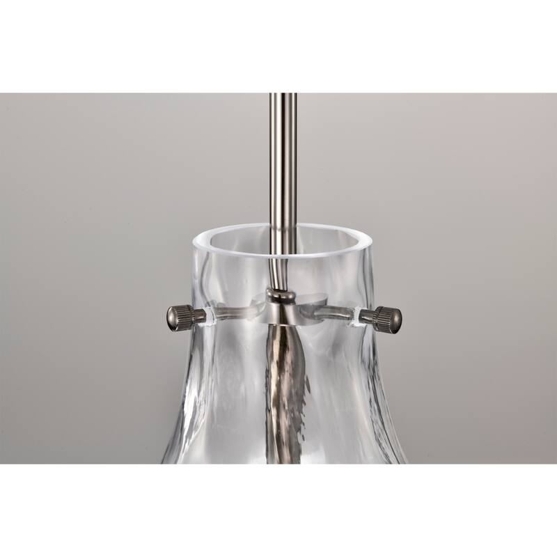 Clear Dimpled Cylindrical Glass Pendant Ceiling Light - 12in