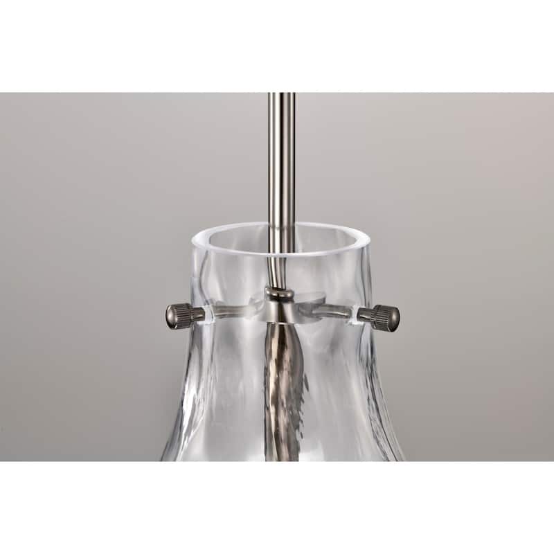 Daelan Pear Black Pendant Light with Dimpled Clear Glass Bell Shade - Pear-Black
