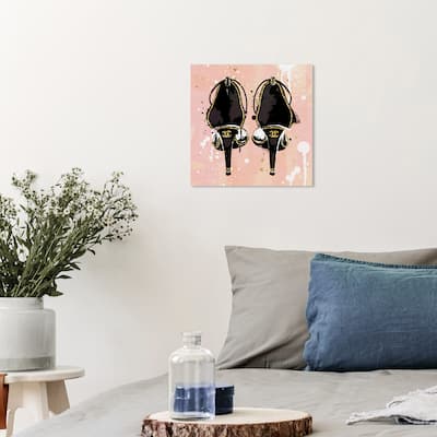 Wynwood Studio Canvas Fashion and Glam Splattered Heels Pink and Light Pink Glam Wall Art Canvas Print