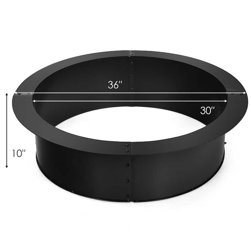 36 Inch Round Steel Fire Pit Ring Liner DIY Wood Burning Insert