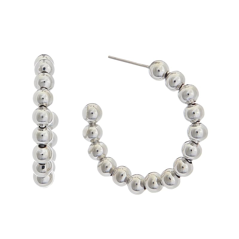 Juvell White Gold Plated Brass Ball Hoop Earrings - N/A