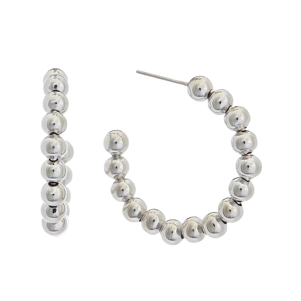 Juvell White Gold Plated Brass Ball Hoop Earrings - N/A