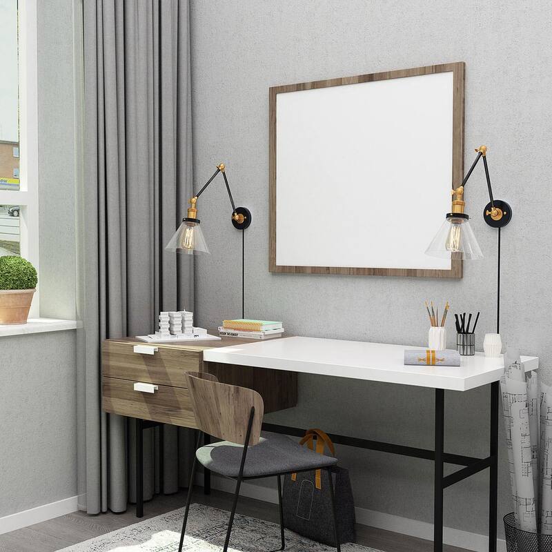 Modern Industrial 1-Light Swing Arm Sconces Clear Glass Wall Light for Bedroom Living Room