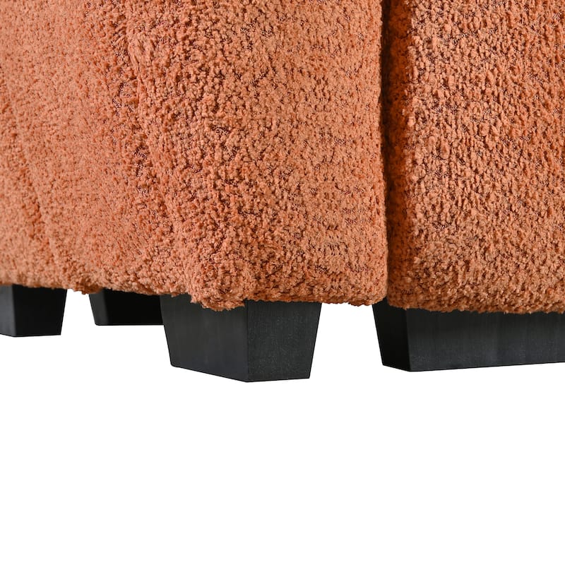 L Shaped Modular Sectional Sofa, Comfy Boucle Deep Seat Cloud Sofa, Large 4 Seat Sofa with Movable Ottoman for Living Room