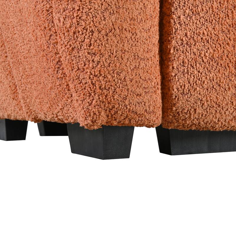 Modular Sectional Sofa Boucle Fabric Pull-line Design L-Shape Sofa Set with Movable Ottoman for Living Room 3-Seater Couch