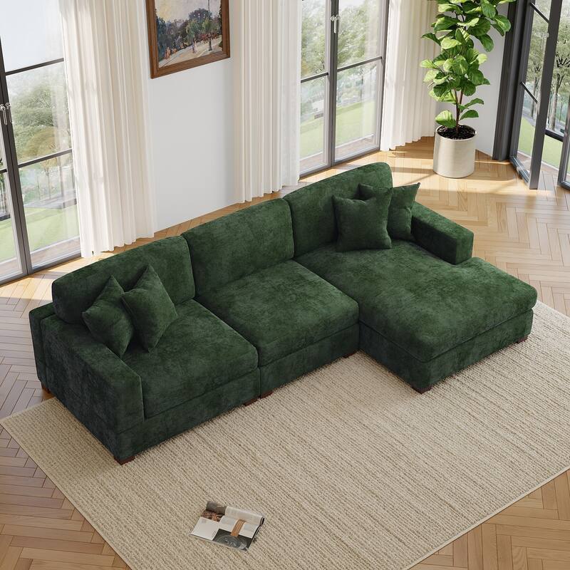 Oversized Modern Chenille Modular Sectional Sofa with Chaise