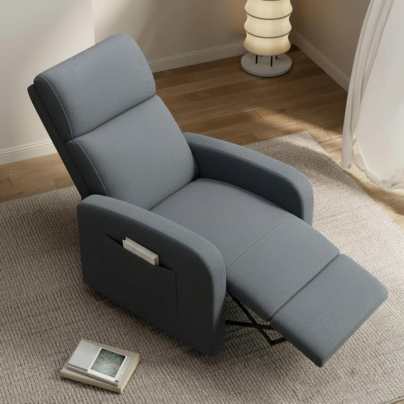 Recliner Chair for Adults, High Backrest, Thick Cushion, with Side Pocket
