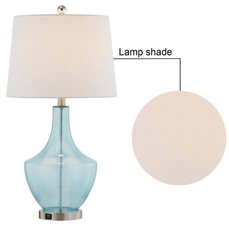 26" Clear Glass Bedside Lamp with USB