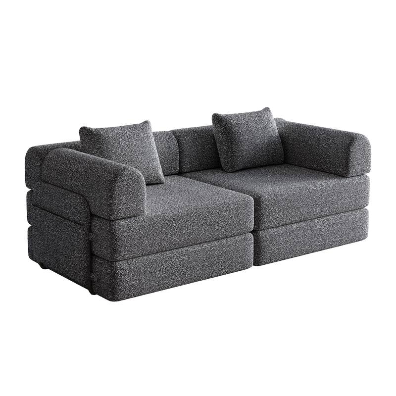 Floor Standing Chenille Sleeper Sofa Bed Folding Loveseat Couch