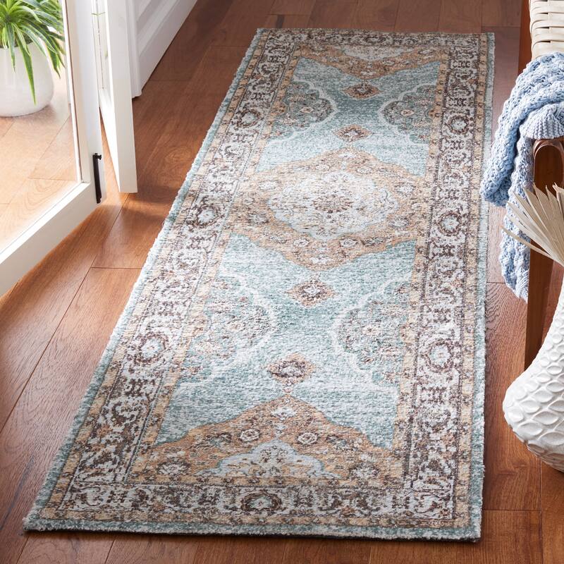 SAFAVIEH Handmade Classic Vintage Andras Transitional Polyester Rug - 2'3" x 8' Runner - Sage/Green