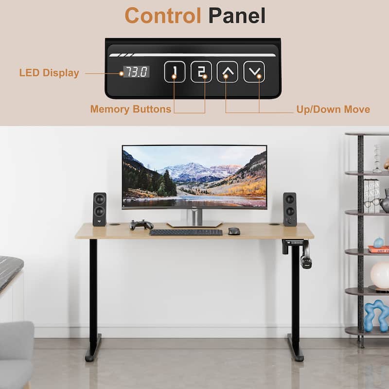 Electric Standing Desk, Height Adjustable Desk with Memory Preset and LED Display