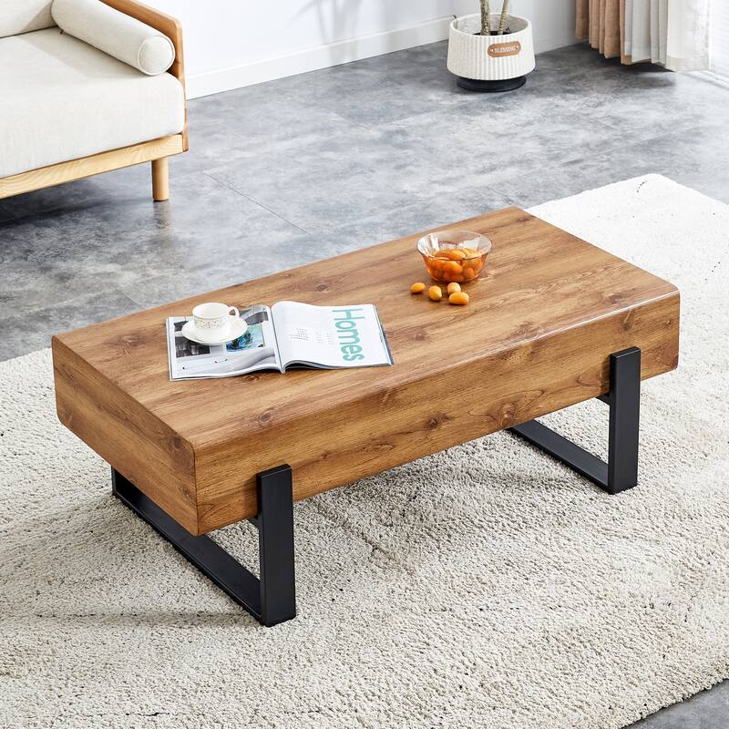 Rectangle Coffee Table 47.24-Inch Modern Coffee Table Tea Table for Living Room, Home Wood Center Table