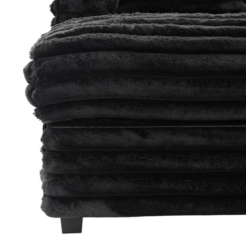 Oversized Double Chaise Lounge Sofa, Living Room 2 Seater Sofa Upholstered Sleeper Sofa Bed Daybed with USB Ports & Cup Holders