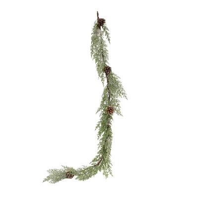 Frosted Woodland Cedar Garland - Green