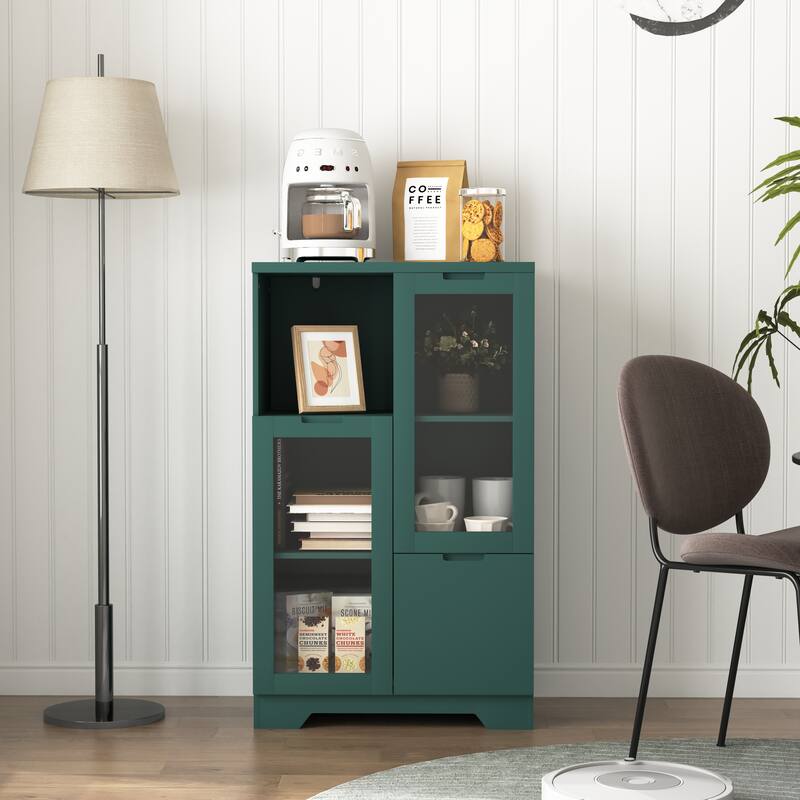 Modern Living Room Storage Cabinet with Doors and Shelves/Drawers,4 Colors - Green