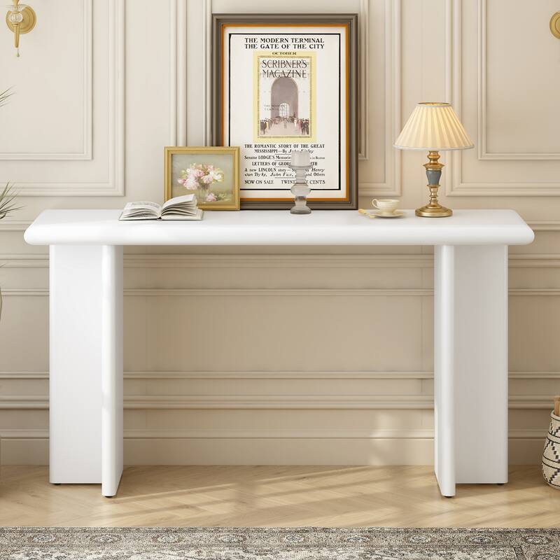 59 Inch Entryway Console Table with L-Shaped Legs （3 Colors）