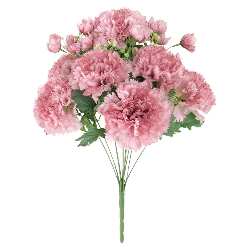Set of 2 Mauve Artificial Carnation Flower Stem Bush Bouquet 18in - 18" L x 12" W x 12" DP