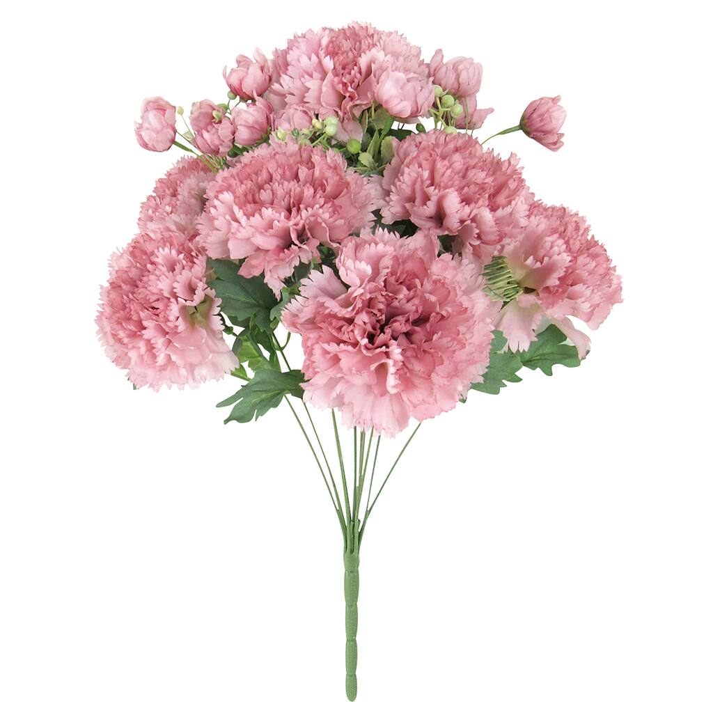 Set of 2 Mauve Artificial Carnation Flower Stem Bush Bouquet 18in - 18" L x 12" W x 12" DP