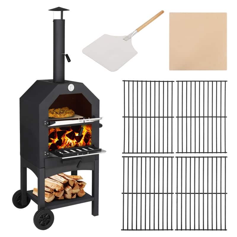 Outdoor Black Wood Fired Pizza Ovenr for Backyard and Camping