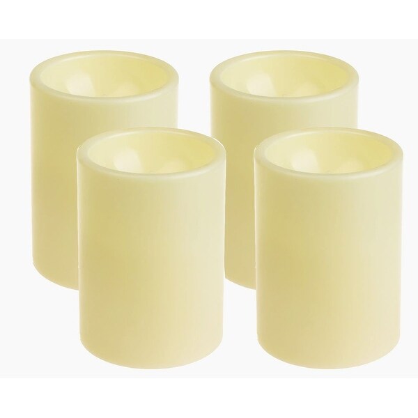 Pack 4 Flameless Outdoor Led Candle Set Battery Operated Pack 4 Flameless Outdoor Led Candle Set Battery Operated Plastic Pillar Flickering Light With