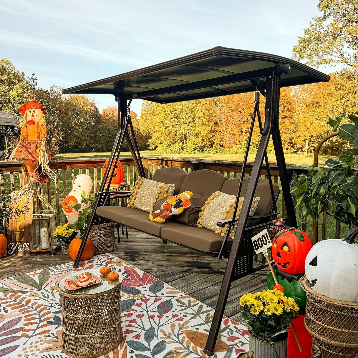 Purple Leaf Patio Swing With Canopy PURPLE LEAF Outdoor Patio