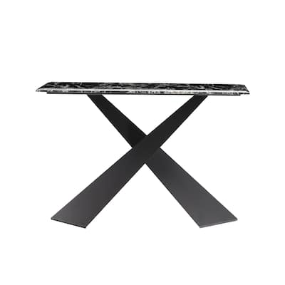 Pasargad Home Luxe Marble Top Console Table, Black - W48"xD16"xH31"