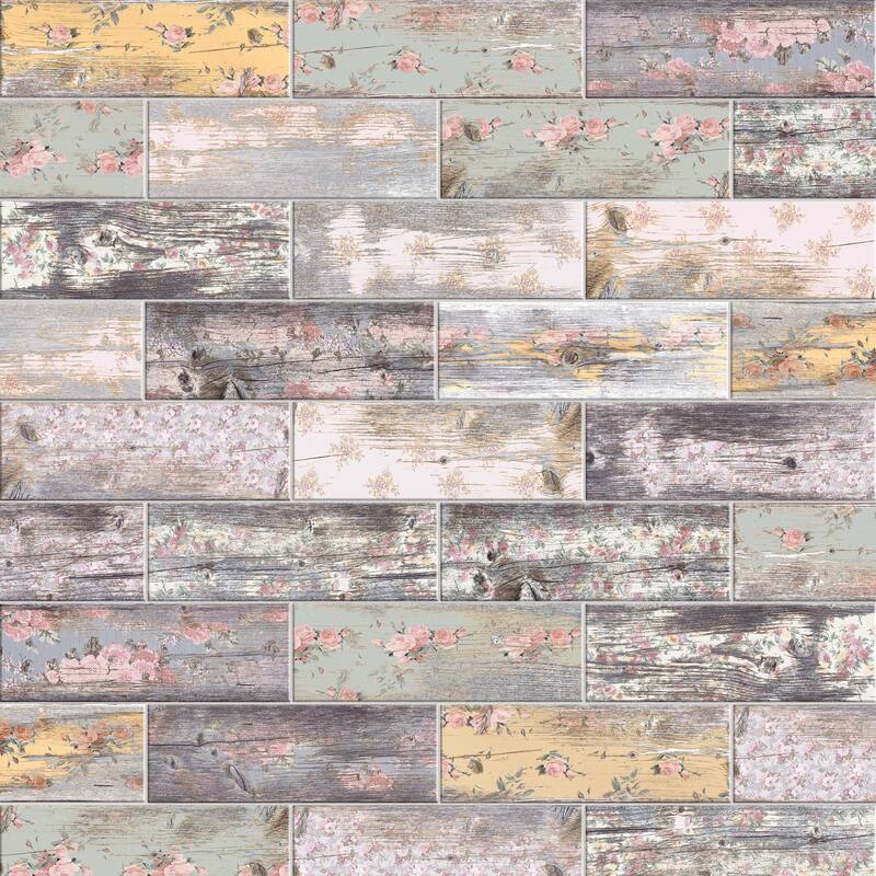 Merola Tile Java Wood Decor 3" x 8-7/8" Ceramic Wall Tile