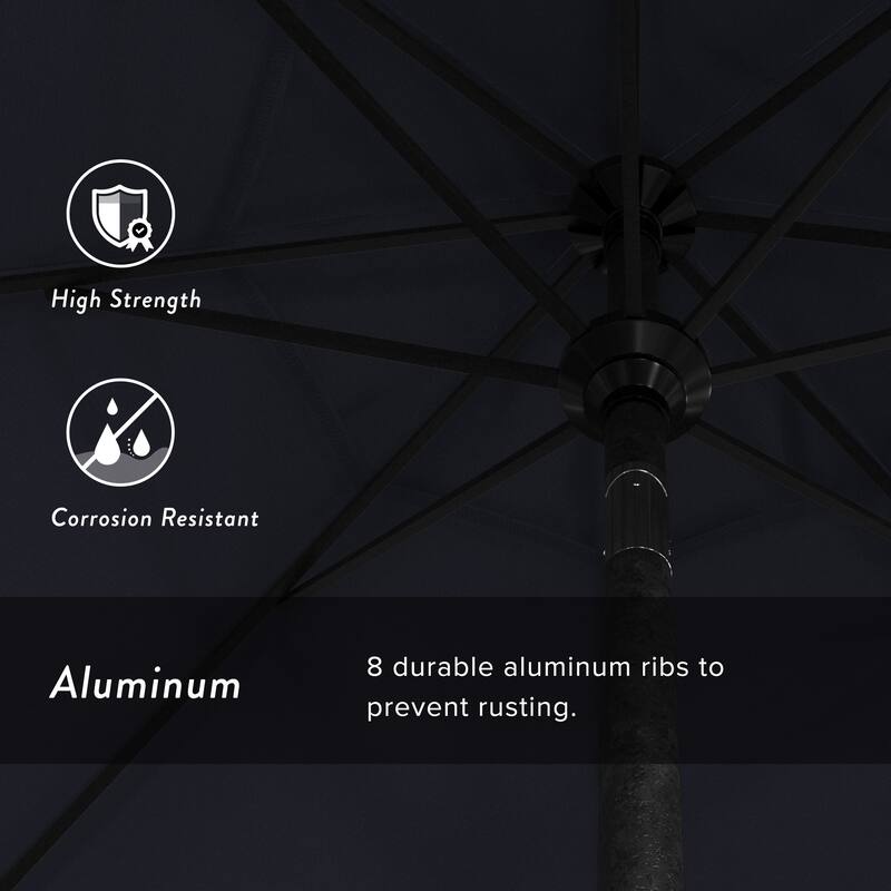 California Umbrella 75' Round Crank Lift Push Button Tilt Black Aluminum Patio Umbrella Sunbrella