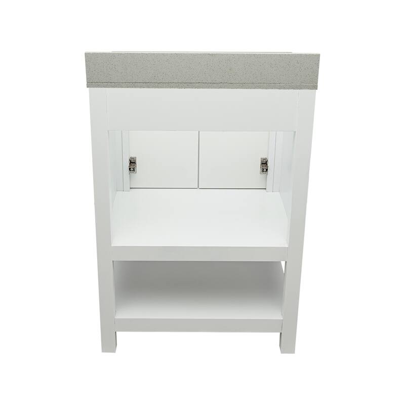 Taos 25" Bathroom Vanity with Cultured Marble Vanity Top Sink in White with White Basin