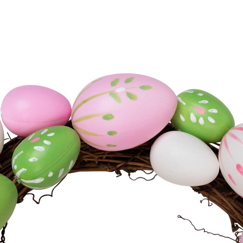 Easter Egg Grapevine Wreath - 10" - Pink/Green