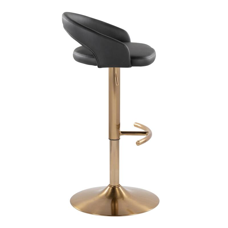 Grotto Upholstered Adjustable Barstool with Gold Metal - Set Of 3