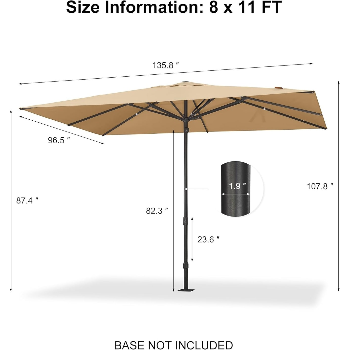 PURPLE LEAF Round Patio Market Aluminum Frame Umbrella