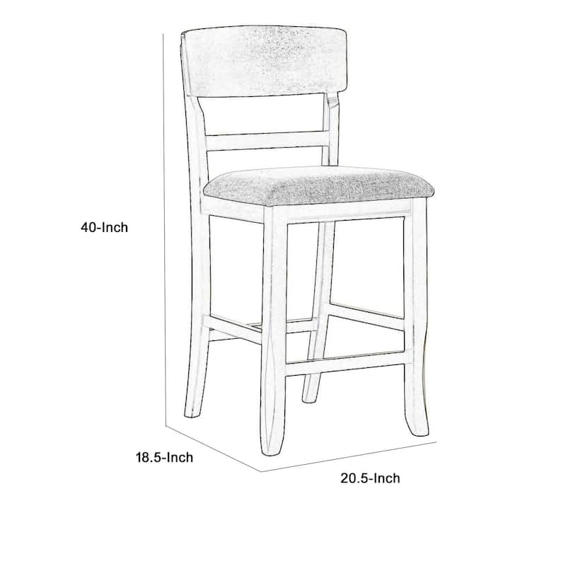 Kimberly 24 Inch Counter Height Chair Set of 2, Black Wood, Gray Fabric