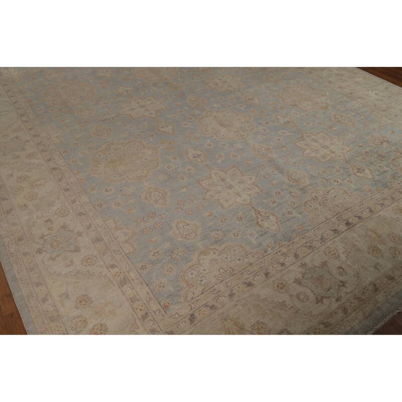 Vegetable Dye Oushak Turkish Area Rug Hand-Knotted Wool Carpet - 8'11" x 11'11"