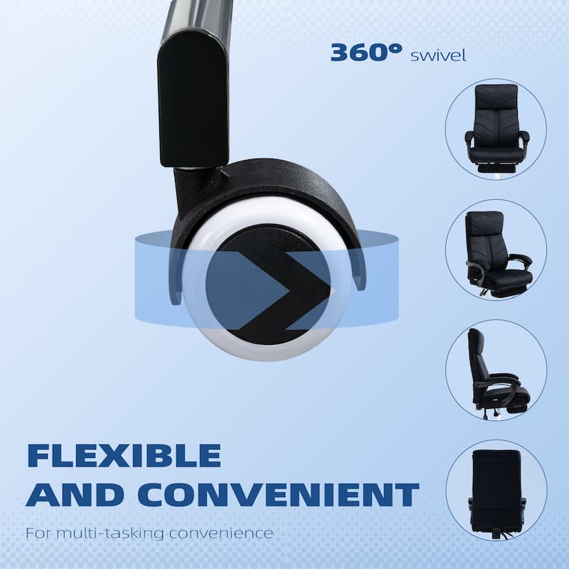 Vinsetto High-Back Executive Office Chair with Footrest, Microfiber Computer Chair with Reclining and Armrest, Ergonomic Chair