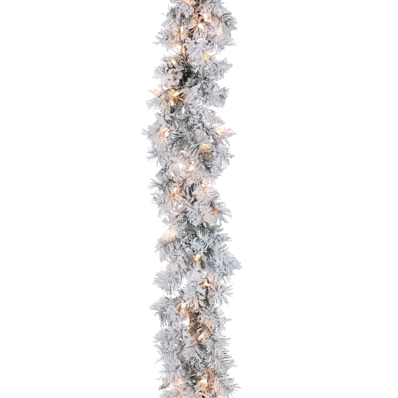 Elegant 9 Foot Heavy Flocked Spruce Garland